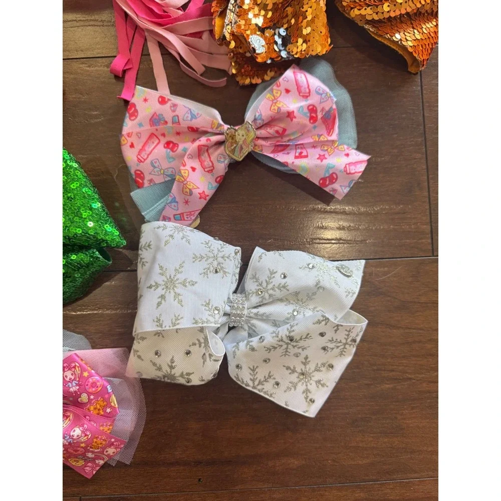 JoJo Siwa‎ Hair Bow Bundle – 13pc Lot w/ Charms, Glitter, Sequins & Prints